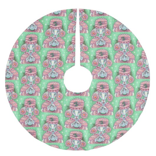 PEPPERMINT PINK POODLE CHRISTMAS TREE SKIRT POLYESTER WEIHNACHTSBAUMDECKE (Vorderseite)
