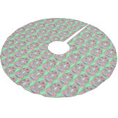 PEPPERMINT PINK POODLE CHRISTMAS TREE SKIRT Wieder Polyester Weihnachtsbaumdecke (Schrägansicht)