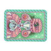 PEPPERMINT PINK POODLE, FUNNY CHRISTMAS DOG MAGNET (Horizontal)