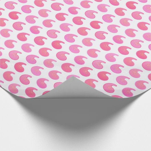 Peppermint, rosa Paisley, weiß Geschenkpapier (Ecke)