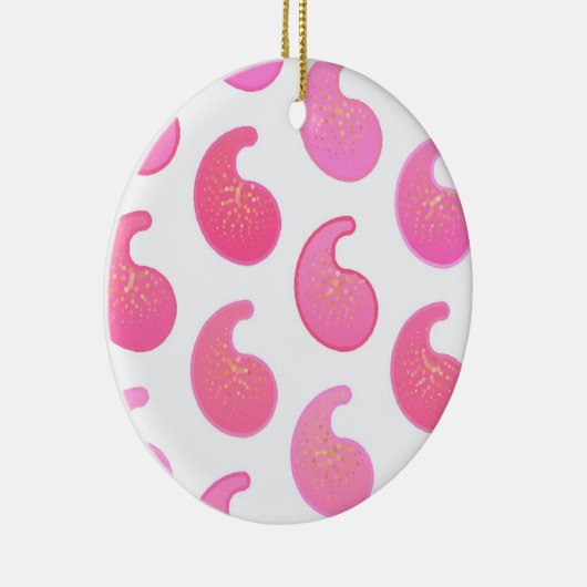 Peppermint, rosa Paisley, weiß Keramik Ornament (Rechts)