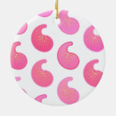 Peppermint, rosa Paisley, weiß Keramik Ornament (Hinten)
