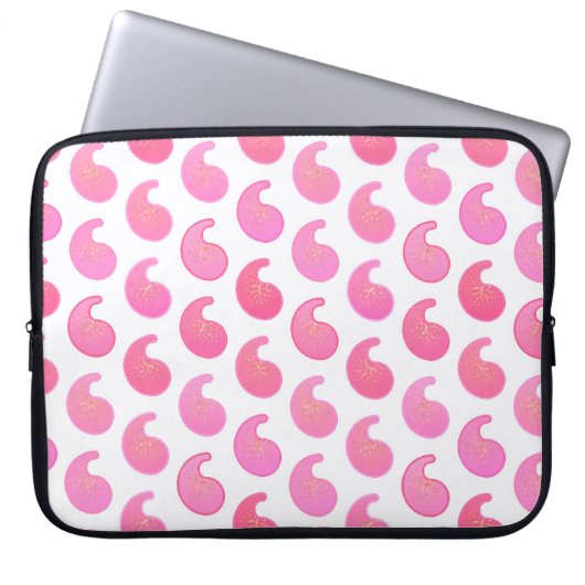 Peppermint, rosa Paisley, weiß Laptopschutzhülle (Vorderseite)