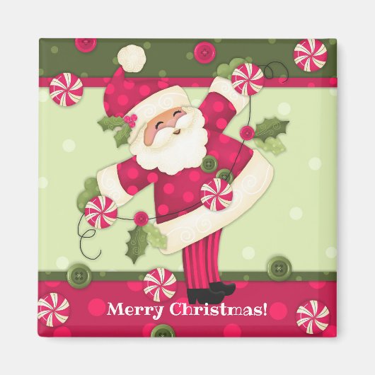 Peppermint Santa Custom 2"x2" Square Magnet (Vorne)