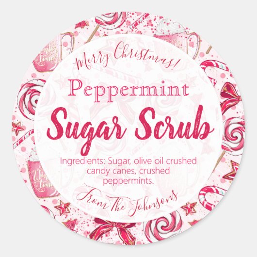 Peppermint Scented Christmas Sugar Scrub Labels Runder Aufkleber (Vorderseite)
