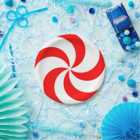 Peppermint Schwenken Rot-Weiß-Süßigkeiten Streifen Pappteller (Party)