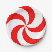Peppermint Schwenken Rot-Weiß-Süßigkeiten Streifen Pappteller (Vorderseite)