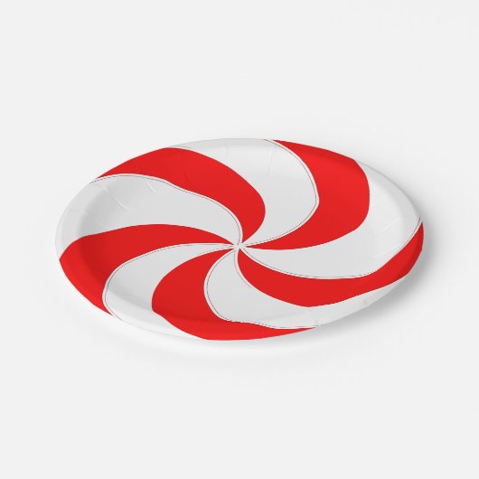 Peppermint Schwenken Rot-Weiß-Süßigkeiten Streifen Pappteller (Schrägansicht)