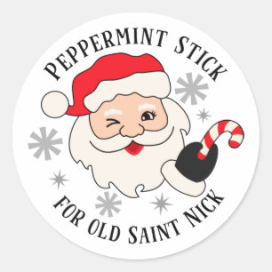 Peppermint Stick für das alte Saint-Nick Runder Aufkleber