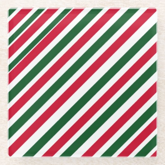Peppermint Stick Stripes in Red, Green, and White Glasuntersetzer (Vorderseite)
