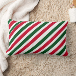 Peppermint Stick Stripes in Red, Green, and White Lendenkissen