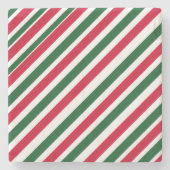 Peppermint Stick Stripes in Red, Green, and White Steinuntersetzer (Vorderseite)