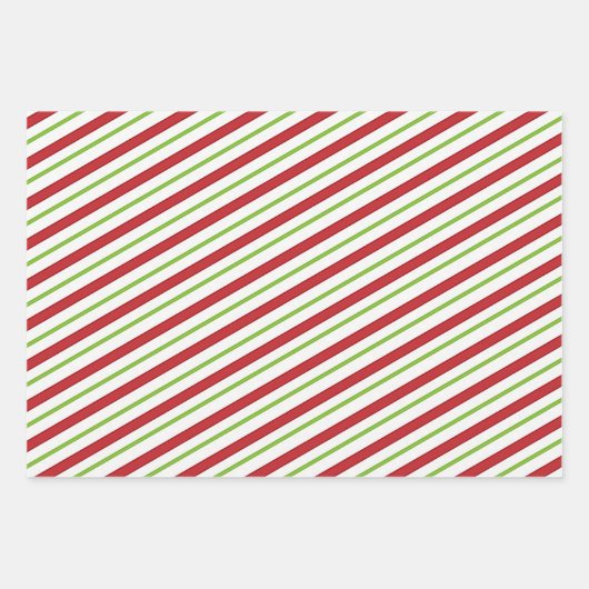 Peppermint-Streifen Geschenkpapier Set (Vorderseite)