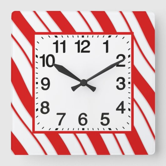 Peppermint Streifen Quadratische Wanduhr (Vorderseite)
