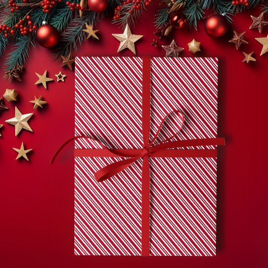 Peppermint Streifen Rot und Weiß Klassische Weihna Geschenkpapier