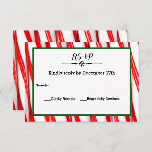 Peppermint Strip Christmas - UAWG Response Card RSVP Karte (Vorne/Hinten)