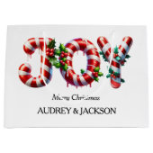 Peppermint Stripe Freude Weihnachten Große Geschenktüte (Vorderseite)