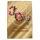 Peppermint Stripe Freude Weihnachten Mittlere Geschenktüte (Vorderseite)