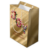 Peppermint Stripe Freude Weihnachten Mittlere Geschenktüte (Rückseite Schrägansicht)