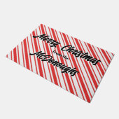 Peppermint Stripe Frohe Weihnachten Fußmatte (Schrägansicht)
