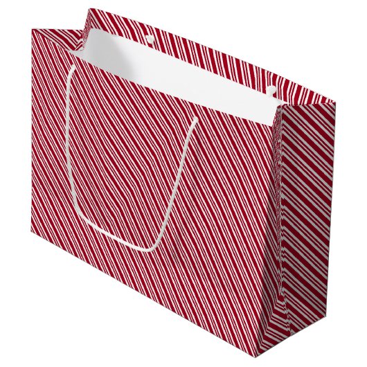 Peppermint Stripe Red and White Classic Christmas Große Geschenktüte (Vorderseite Schrägansicht)