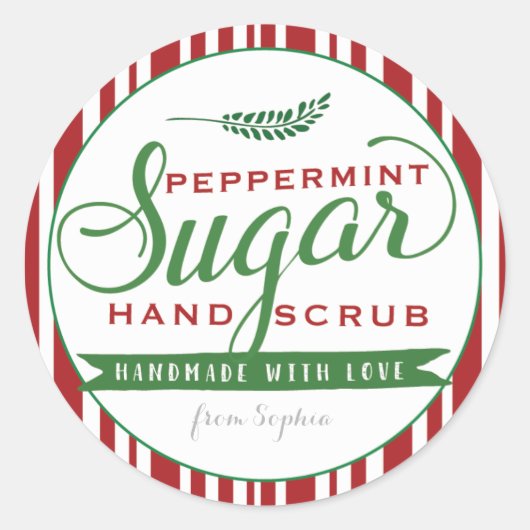 Peppermint Sugar Scrub Labels Custom Mason Jar Runder Aufkleber (Vorderseite)