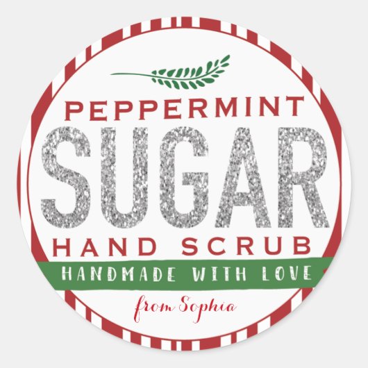 Peppermint Sugar Scrub Labels Custom Mason Jar Runder Aufkleber (Vorderseite)