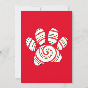 Peppermint Swirl Dog Paw in rot-grün weiß Einladung