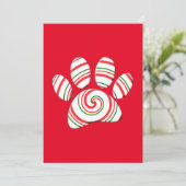 Peppermint Swirl Dog Paw in rot-grün weiß Einladung (Stehend Vorderseite)