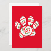 Peppermint Swirl Dog Paw in rot-grün weiß Einladung (Vorne/Hinten)