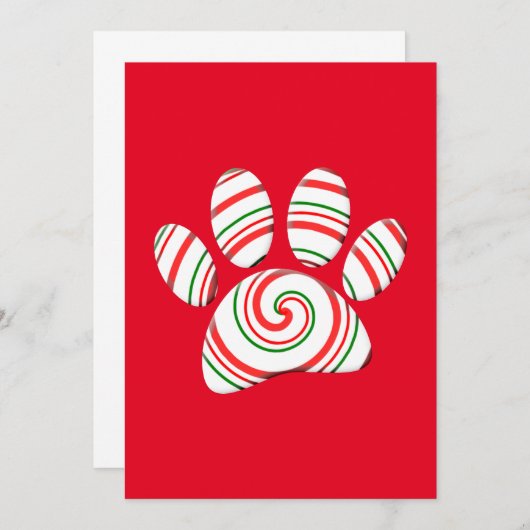 Peppermint Swirl Dog Paw in rot-grün weiß Einladung (Vorne/Hinten)