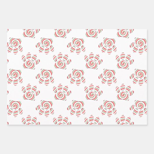 Peppermint Swirl Dog Paw in rot-grün weiß Geschenkpapier Set (Vorderseite 3)