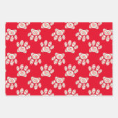 Peppermint Swirl Dog Paw in rot-grün weiß Geschenkpapier Set (Vorderseite 2)