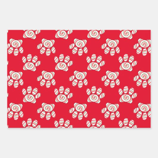Peppermint Swirl Dog Paw in rot-grün weiß Geschenkpapier Set (Vorderseite 2)