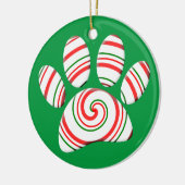 Peppermint Swirl Dog Paw in rot-grün weiß Keramik Ornament (Links)