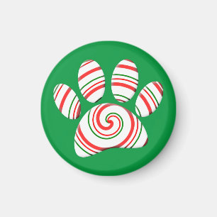 Peppermint Swirl Dog Paw in rot-grün weiß Magnet
