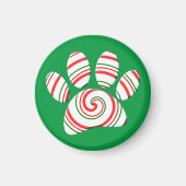 Peppermint Swirl Dog Paw in rot-grün weiß Magnet (Vorne)