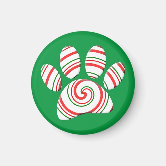 Peppermint Swirl Dog Paw in rot-grün weiß Magnet (Vorne)