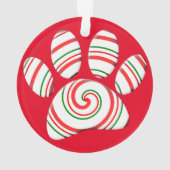 Peppermint Swirl Dog Paw in rot-grün weiß Ornament (Rückseite)