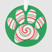 Peppermint Swirl Dog Paw in rot-grün weiß Ornament (Vorderseite)