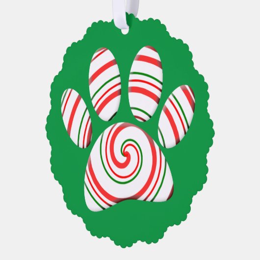 Peppermint Swirl Dog Paw in rot-grün weiß Ornament Karte (Links)
