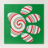 Peppermint Swirl Dog Paw in rot-grün weiß Puzzle (Horizontal)