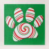Peppermint Swirl Dog Paw in rot-grün weiß Puzzle (Vertikal)