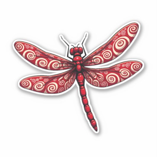 Peppermint Swirl Dragonfly Aufkleber (Vorderseite)