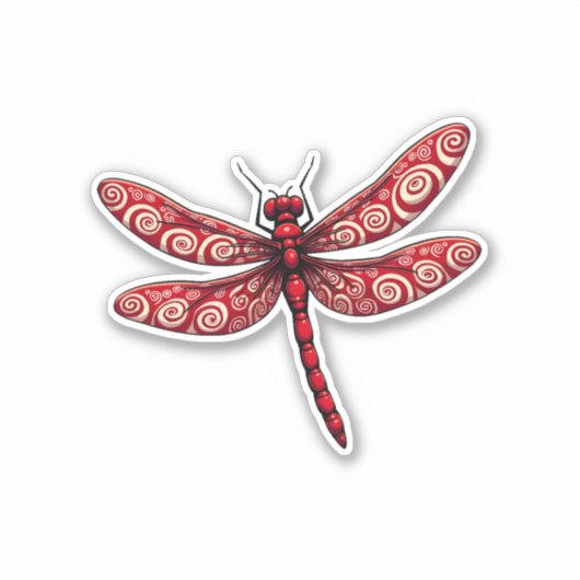 Peppermint Swirl Dragonfly Aufkleber (Vorderseite)