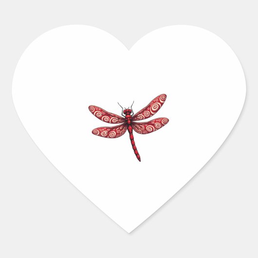 Peppermint Swirl Dragonfly Herz-Aufkleber (Vorderseite)