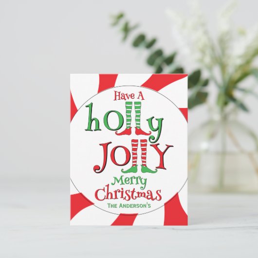 Peppermint Swirl Elf Holly Jolly Frohe Weihnachten (Stehend Vorderseite)