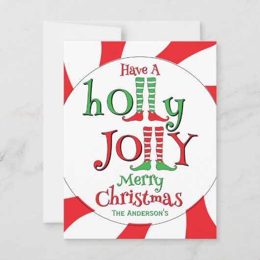 Peppermint Swirl Elf Holly Jolly Frohe Weihnachten (Vorderseite)