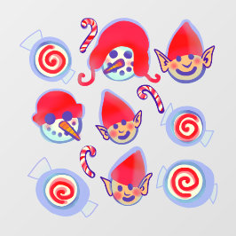 Peppermint Swirl Kandies, Elfen und Snowmen Xmas Fensteraufkleber