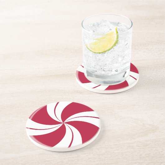 Peppermint Swirl Stripe Candy Sandstein Untersetzer (Seite)